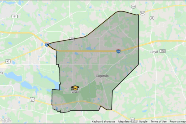 Tallahassee map of the area zoned for Chaires Elementary School