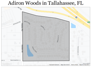 Map of the Adiron Woods neighborhood