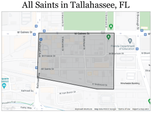 Map of the All Saints area near FSU and FAMU